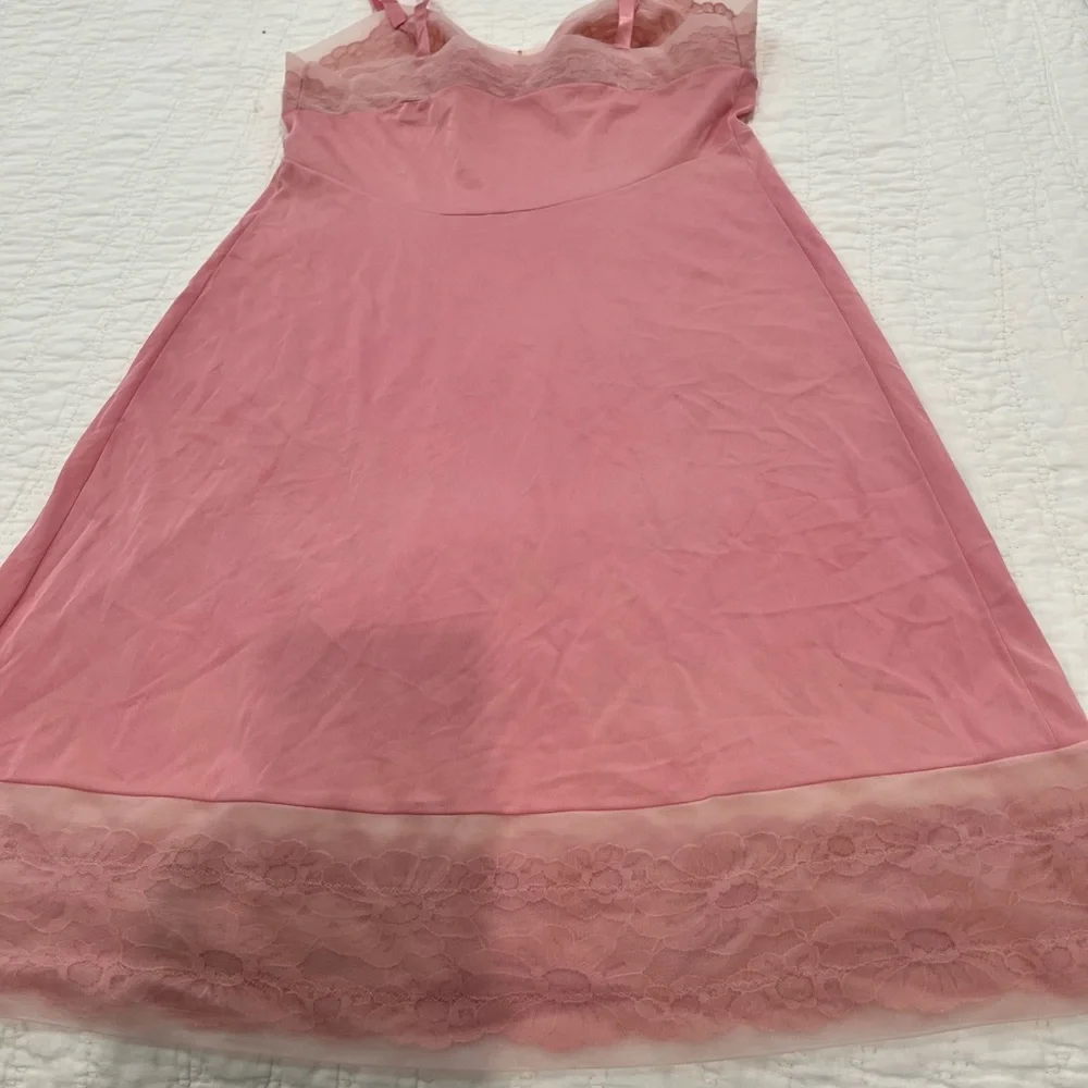 Vintage 60s 70s Blush Pink Lace‎ Trimmed Slip Sz. S - Picture 9 of 12